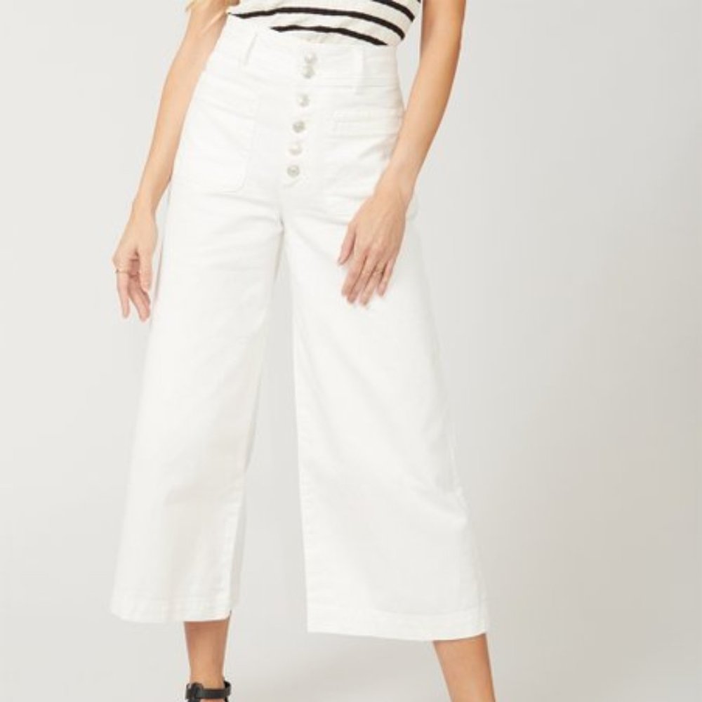 Ivory Colette Wide-Leg Crop Pants - Women